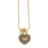 Heart & elephant gem pendant with chain