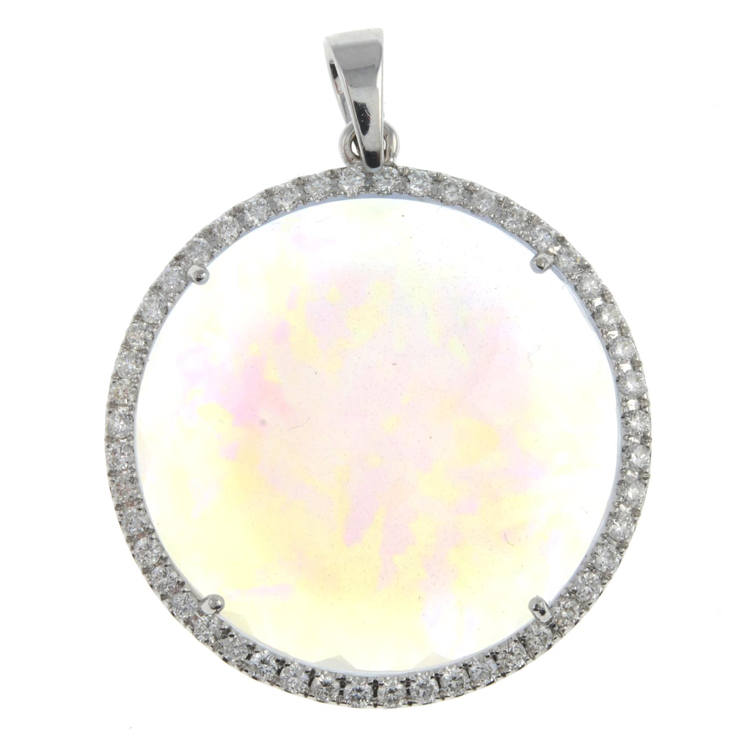 Opal diamond pendant