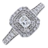 Platinum vari-cut diamond cluster ring