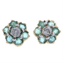 9ct gold emerald & diamond stud earrings