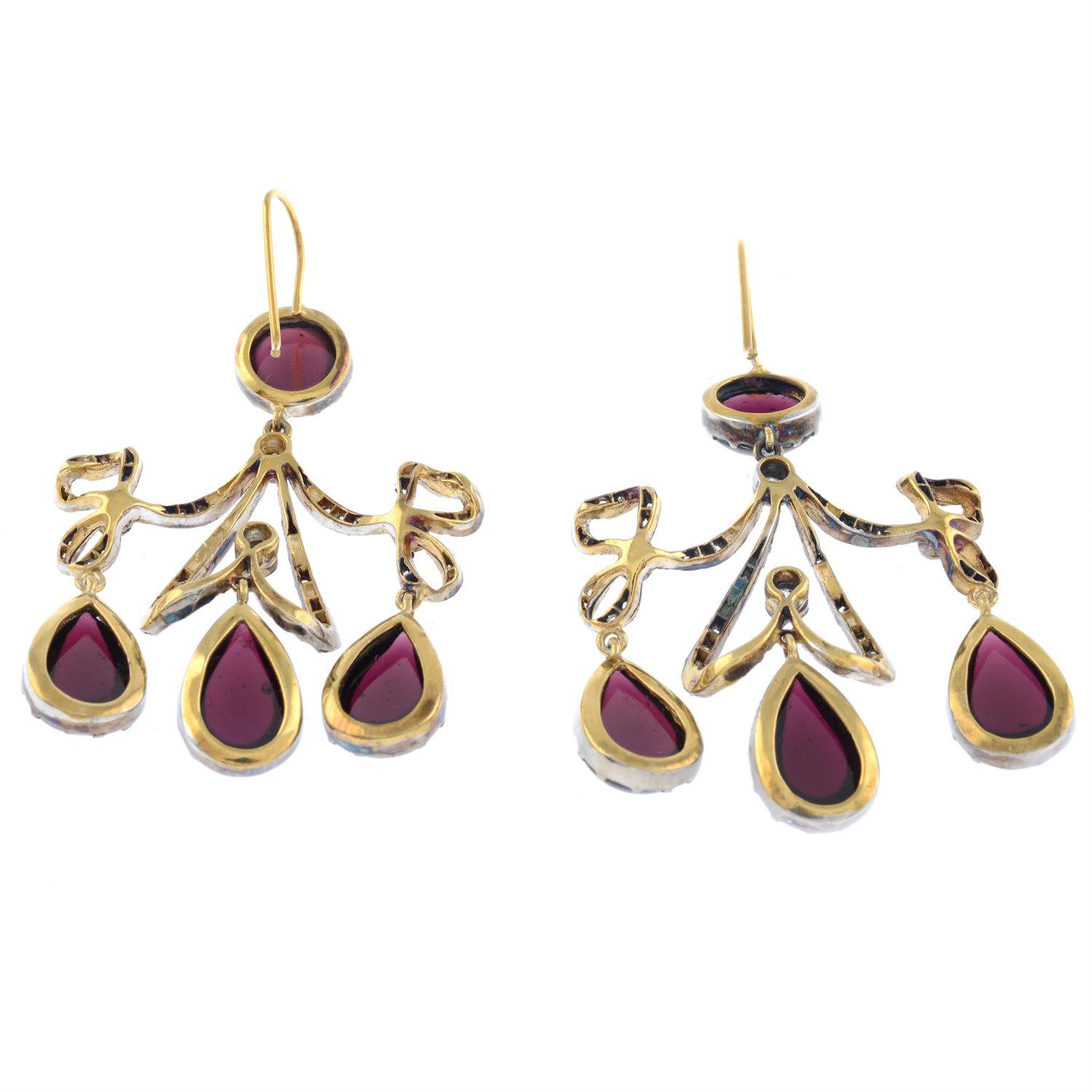 Garnet & diamond earrings - Image 2 of 2