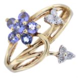 9ct gold tanzanite & diamond ring