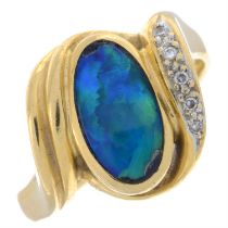 Opal doublet & diamond dress ring