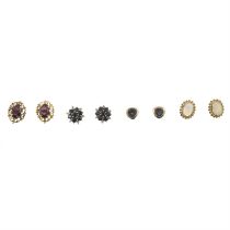 Four pairs of gem stud earrings