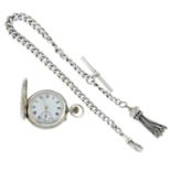 An open face pocket watch (33mm) with chain.