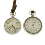 A military issue pocket watch by W. Ehrhardt (54mm) with a military issue pocket watch.