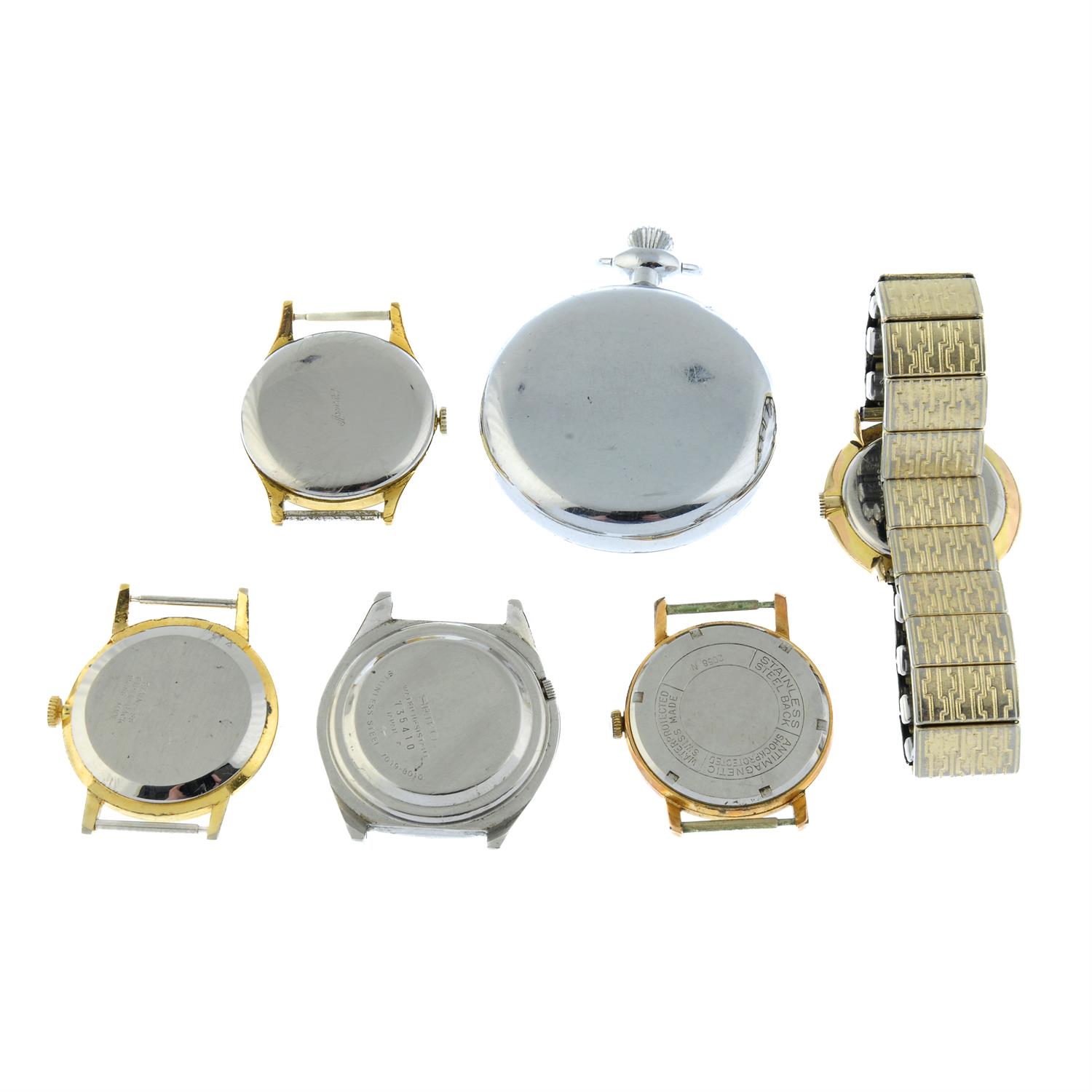 A group of four watch heads, a watch and a stopwatch. - Image 2 of 2