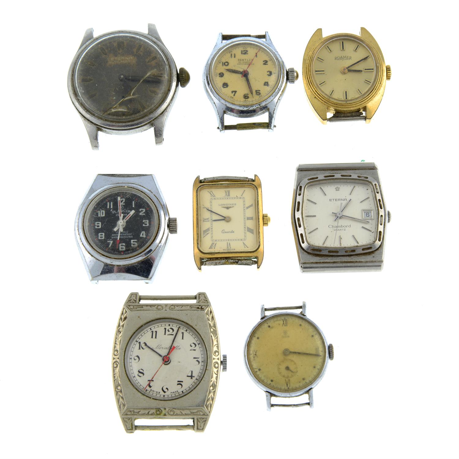 A group of eight watch heads.
