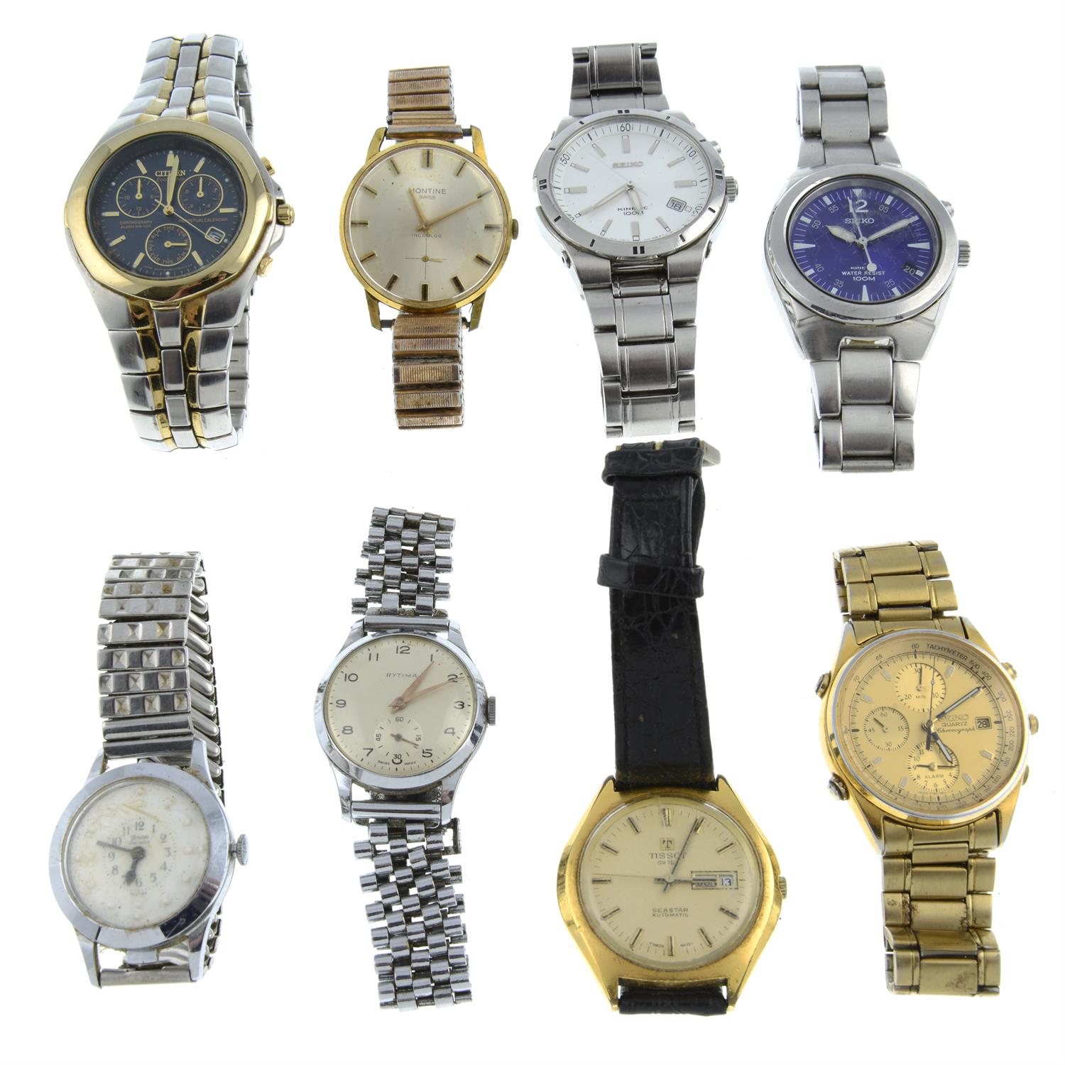 A group of eight watches.
