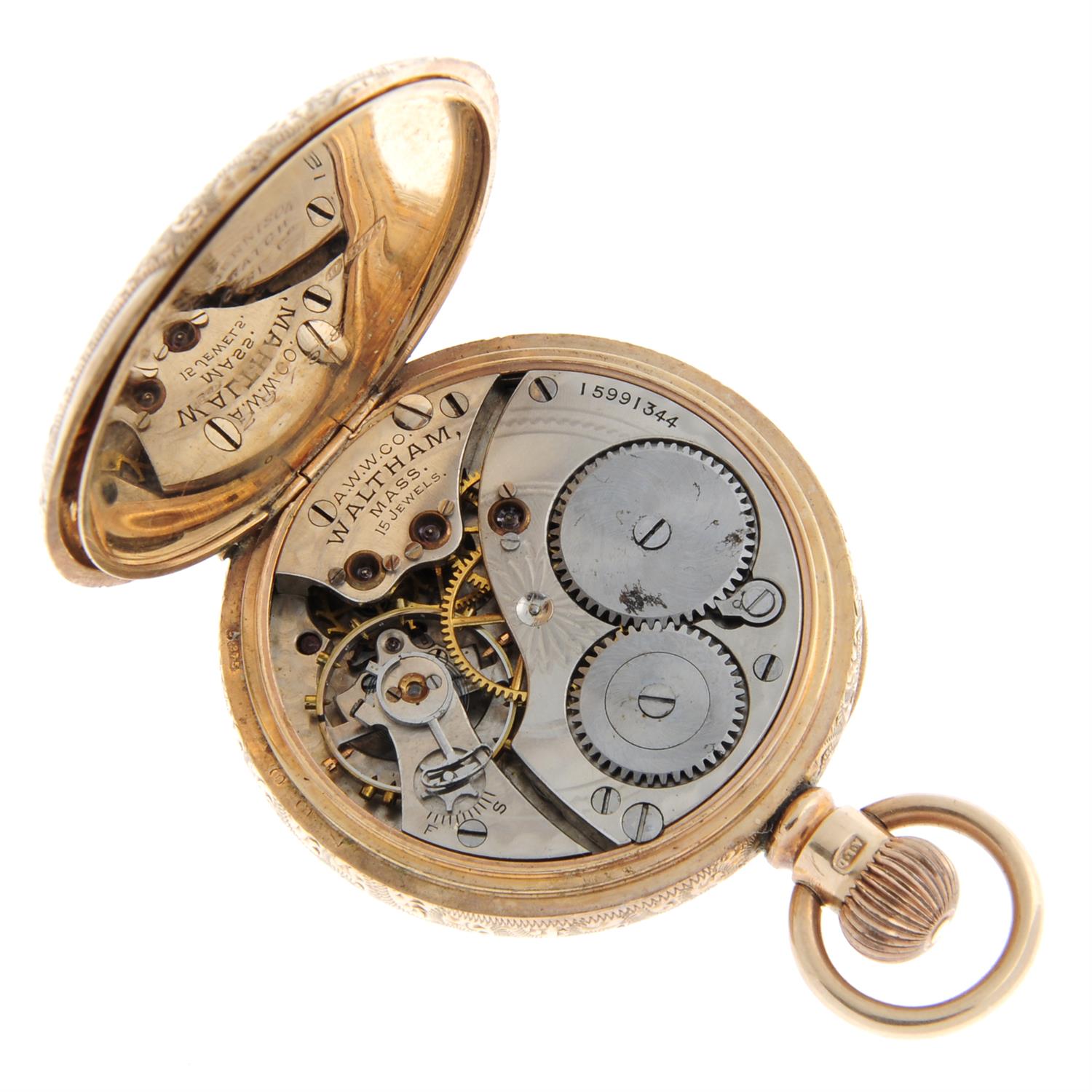 An open face pocket watch by Waltham, 33mm. - Image 3 of 3