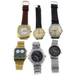 A group of six watches.