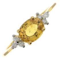 Yellow sapphire & diamond ring