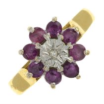 18ct gold ruby & diamond floral ring