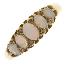 Early 20th 18ct gold opal & diamond ring