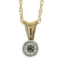 9ct gold diamond pendant, with chain