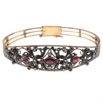 Garnet & diamond hinged bangle