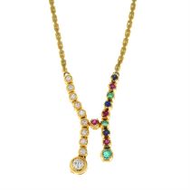 Multi-gem lariat necklace