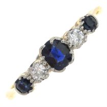 Sapphire & diamond five-stone ring