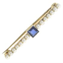 Early 20th century seed pearl & sapphire brooch