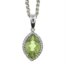 18ct gold peridot & diamond pendant, with chain