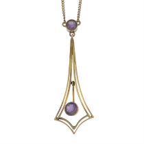 Early 20th century gem pendant, later chain