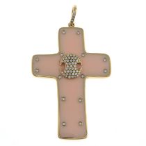 Enamel & diamond cross pendant, Gavello