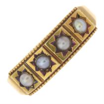 Victorian split pearl four-stone ring