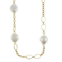 18ct gold cultured baroque pearl necklace