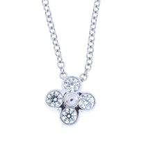 A brilliant-cut diamond cluster pendant, with chain, by Tiffany & Co.