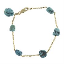 Early 20th century gold turquoise bracelet