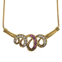 9ct gold ruby & diamond necklace