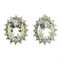 Prasiolite & diamond cluster earrings