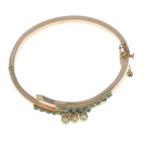 Cultured pearl & turquoise bangle