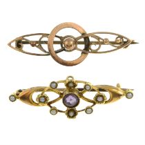 Two early 20th century gold brooches