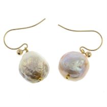 Baroque cultured pearl drop earrings