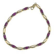 9ct gold ruby & diamond bracelet