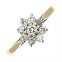 9ct gold diamond cluster ring