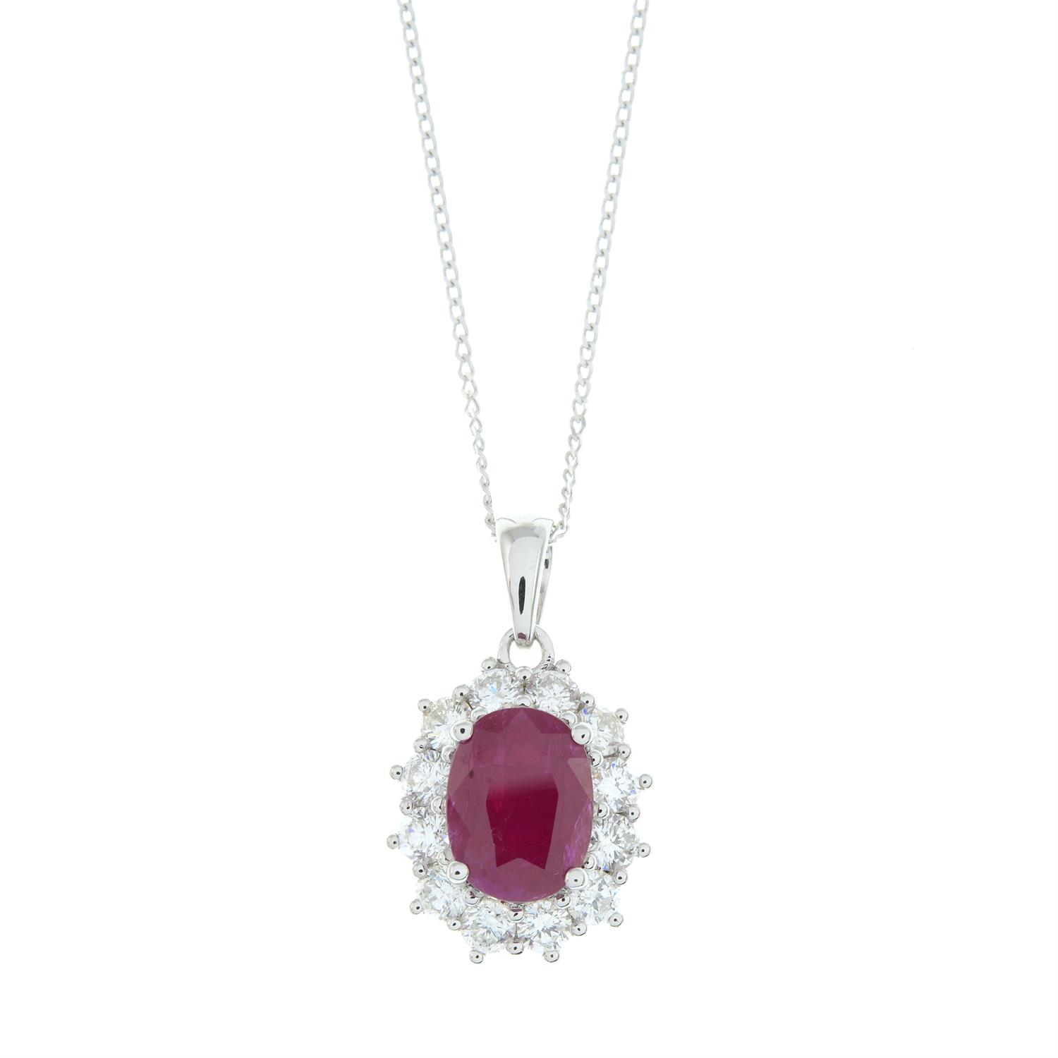 18ct gold ruby and diamond pendant, with chain - Image 2 of 5