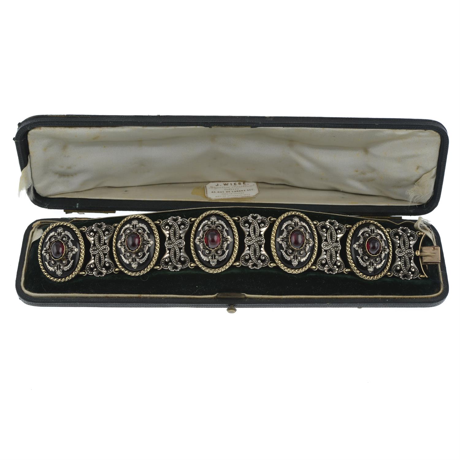 Silver and gold, garnet and enamel bracelet, J. Wiese - Bild 5 aus 6