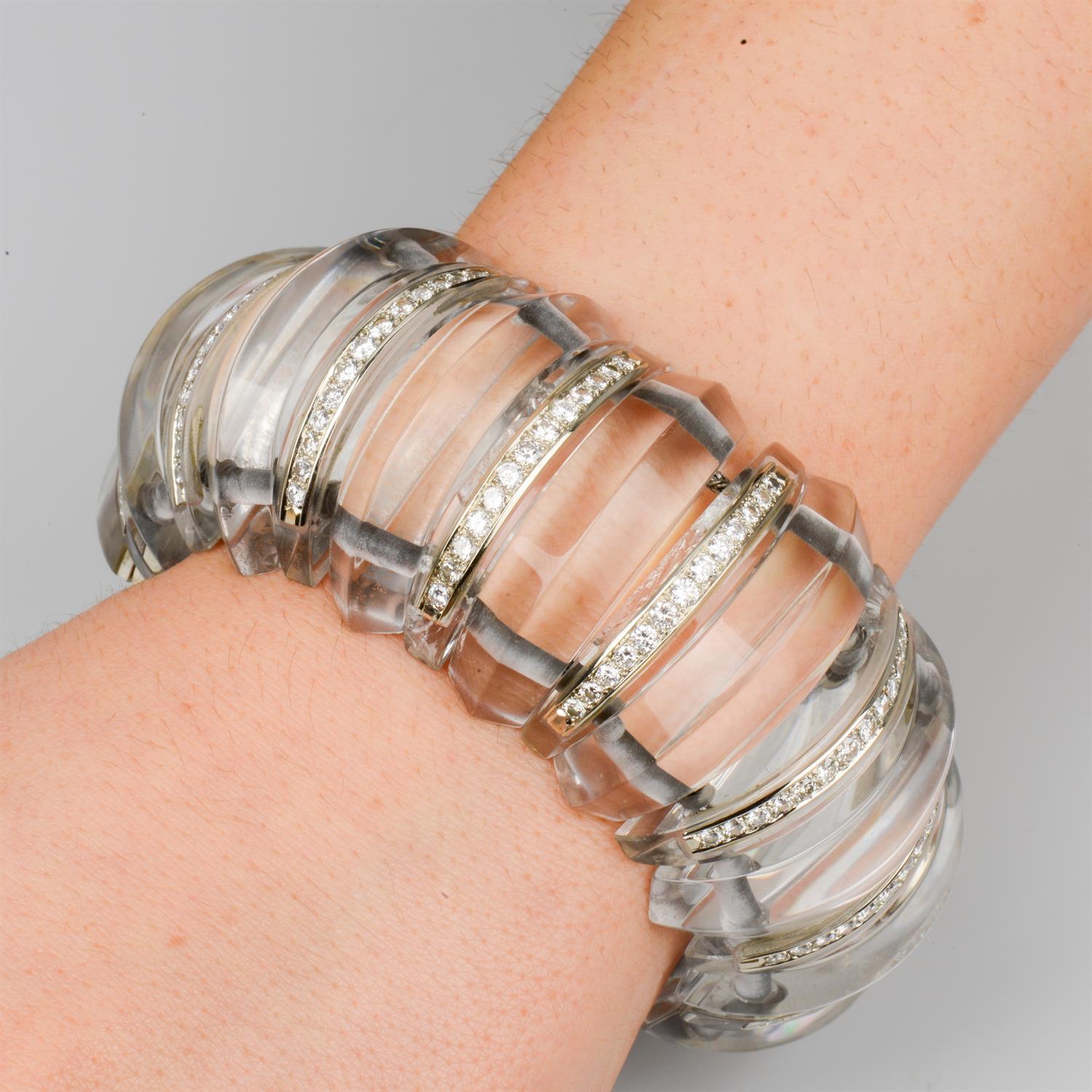 Diamond and rock crystal bracelet, by Demner
