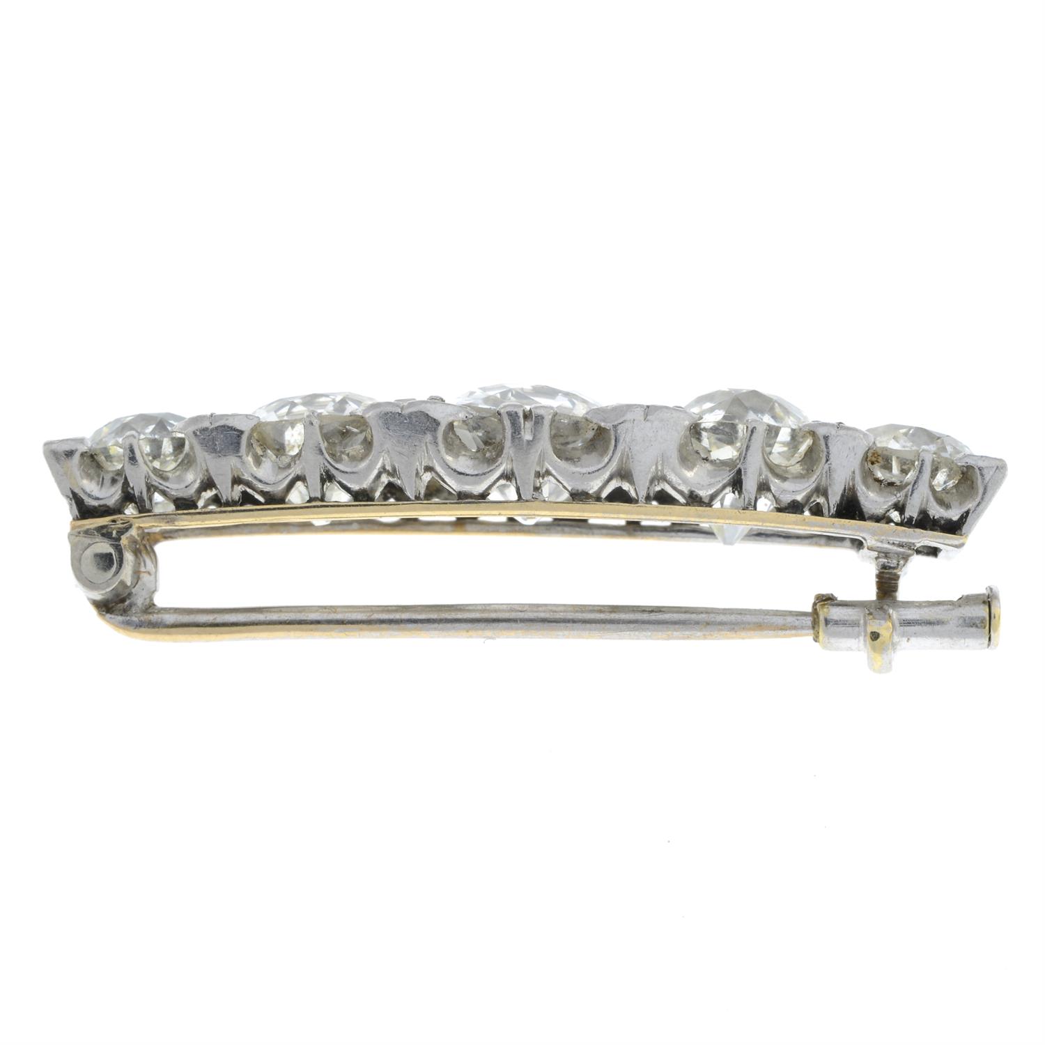 Early 20th century platinum and gold diamond bar brooch - Image 4 of 5