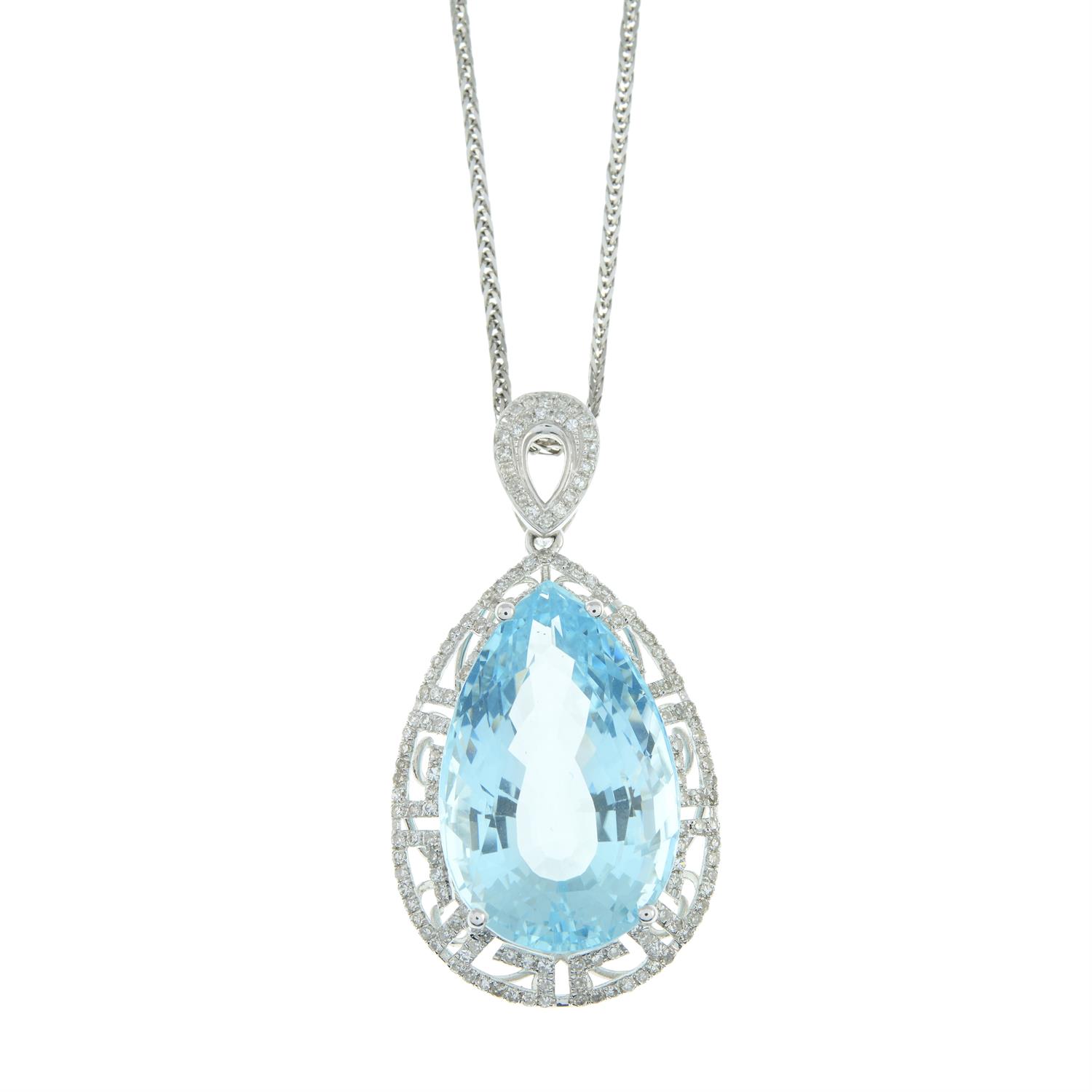 Aquamarine and diamond pendant, with chain - Bild 2 aus 6