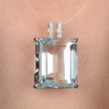 Aquamarine and diamond pendant