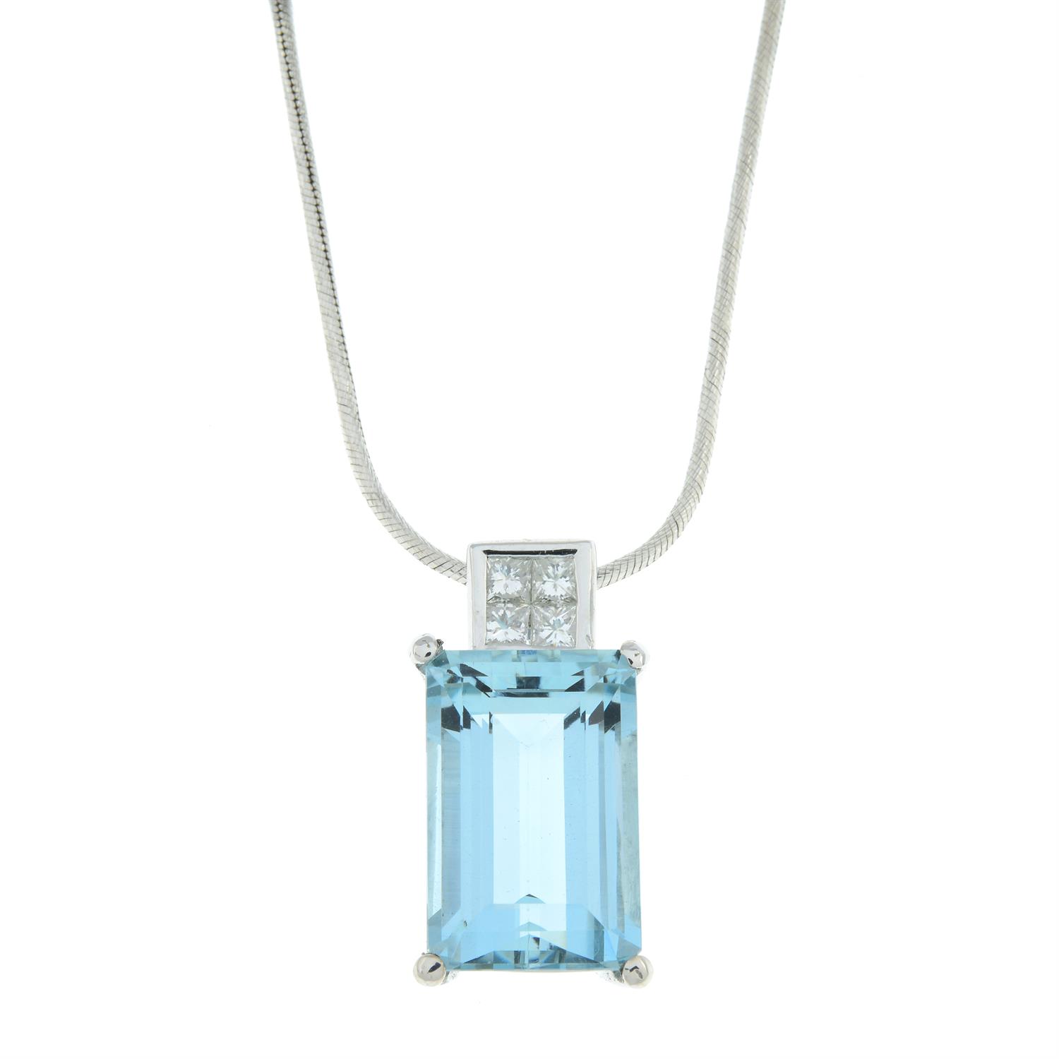 Aquamarine and diamond pendant, with chain - Bild 3 aus 6