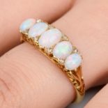Early 20th century 18ct gold opal and diamond ring