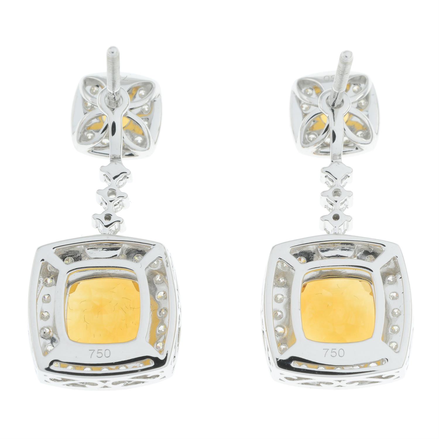 18ct gold citrine and diamond earrings - Image 3 of 4