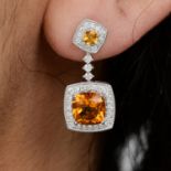 18ct gold citrine and diamond earrings