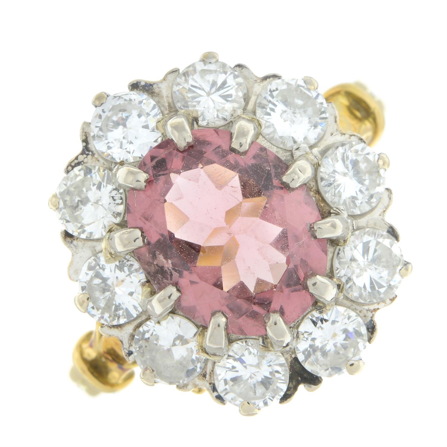 Pink tourmaline and diamond cluster ring - Image 2 of 5