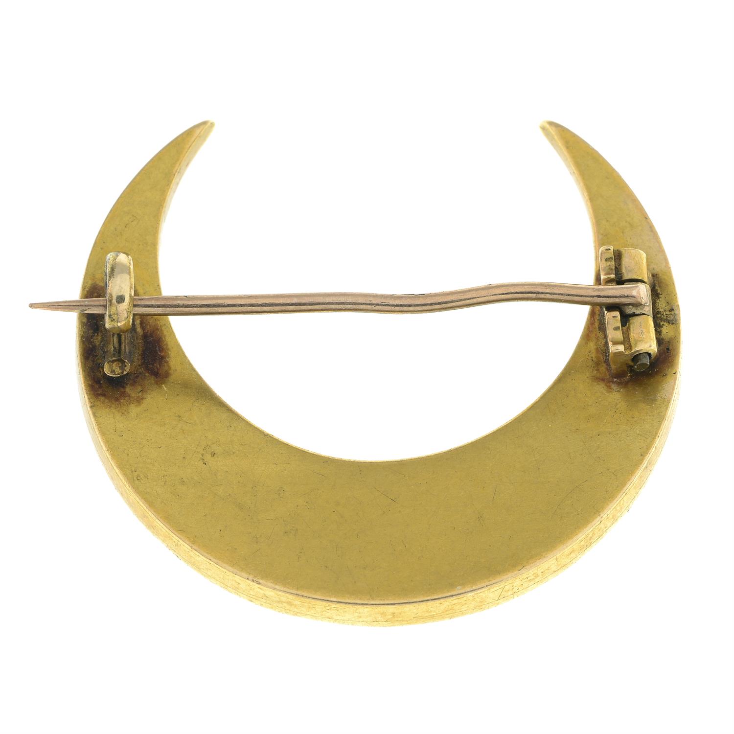Victorian gold split pearl crescent brooch - Image 3 of 4