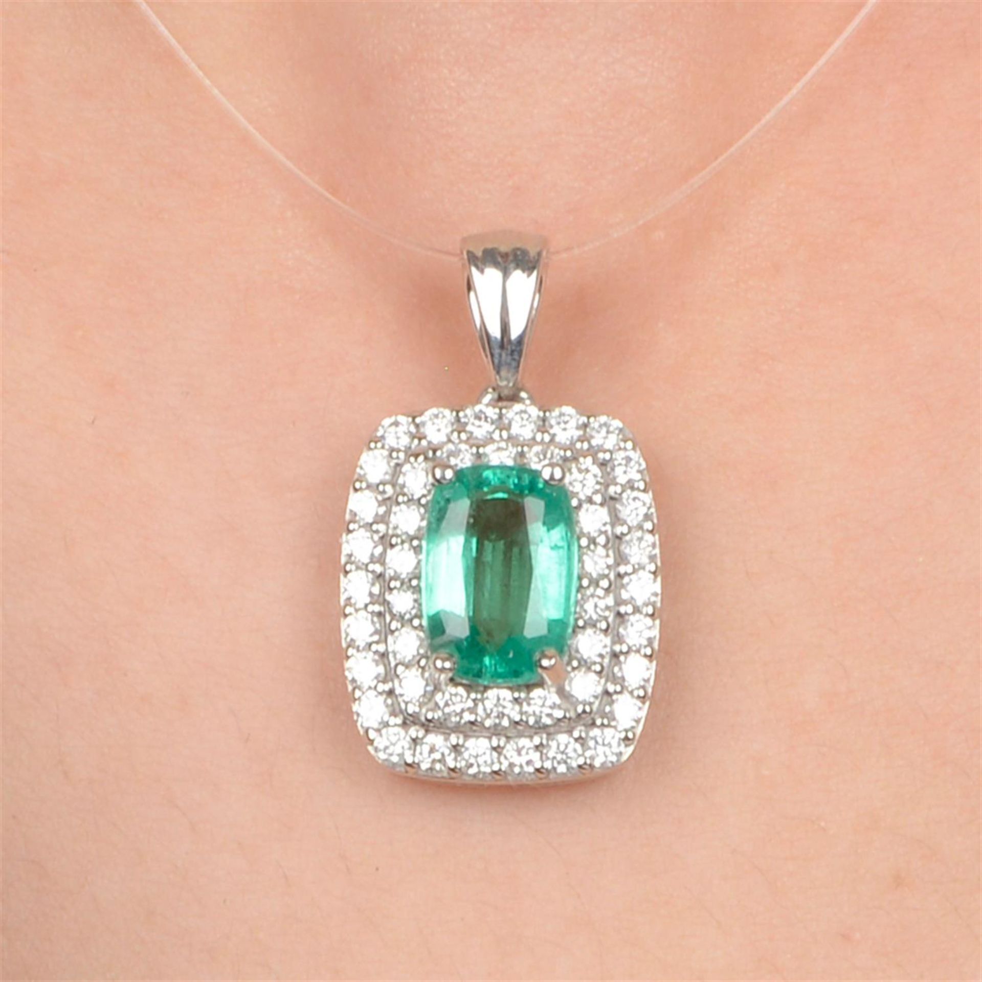 Emerald and diamond pendant